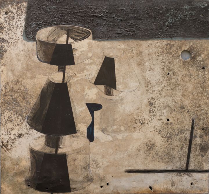 Malerei mit dem Titel "The Roof Quartet" von Kristine Abika, Original-Kunstwerk, Acryl