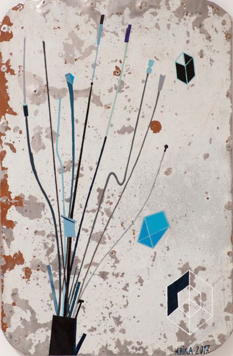 Painting titled "Lucy’s Antennas" by Kristine Abika, Original Art, Acrylic