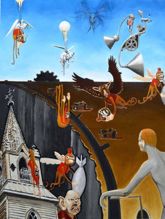 Malerei mit dem Titel "Prologue (The Happy…" von Kristopher Lionel, Original-Kunstwerk, Öl Auf Andere starre Platte montiert