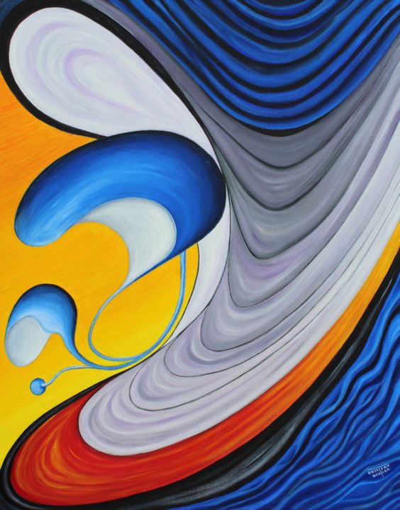 Peinture intitulée "PAVANE" par Kristyan Boutier, Œuvre d'art originale, Huile Monté sur Châssis