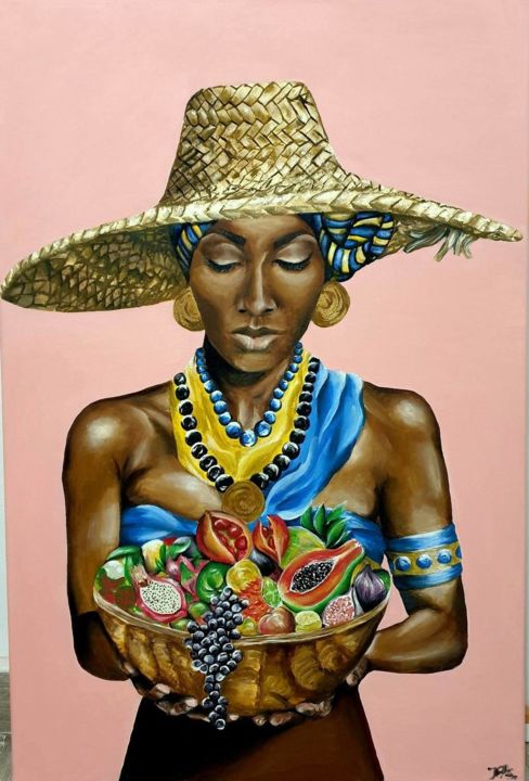 Картина под названием "African Fruits" - Salaman Krisztina, Подлинное произведение искусства, Масло