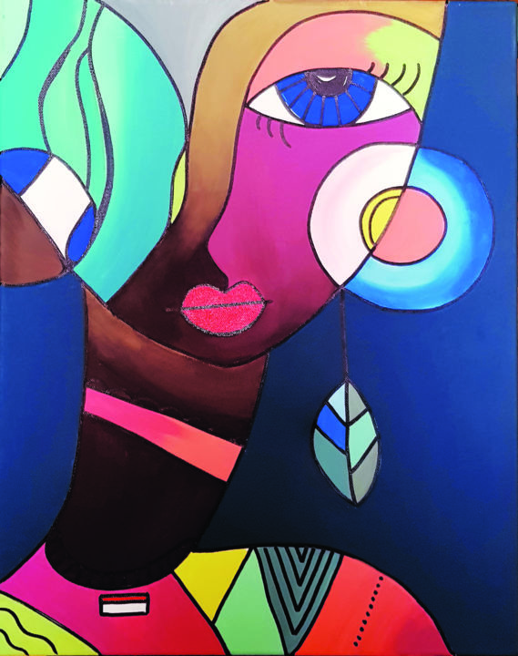 Painting titled "Lizzie2020" by Christine Bihari, Original Art, Acrylic