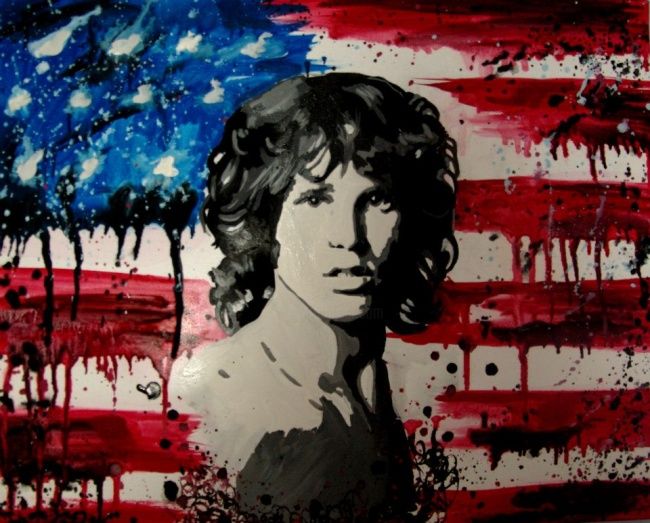 Painting titled "Jim Morrison" by Krisztina Papp, Original Artwork, Oil