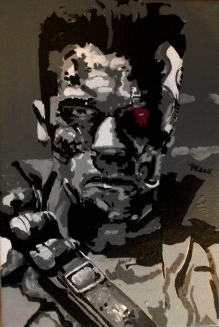 Painting titled "The Terminator" by Krisztina Papp, Original Artwork, Oil
