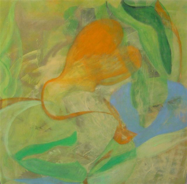 Pintura titulada "Green Tea" por Kristel Van Rumste / Krivru, Obra de arte original, Oleo