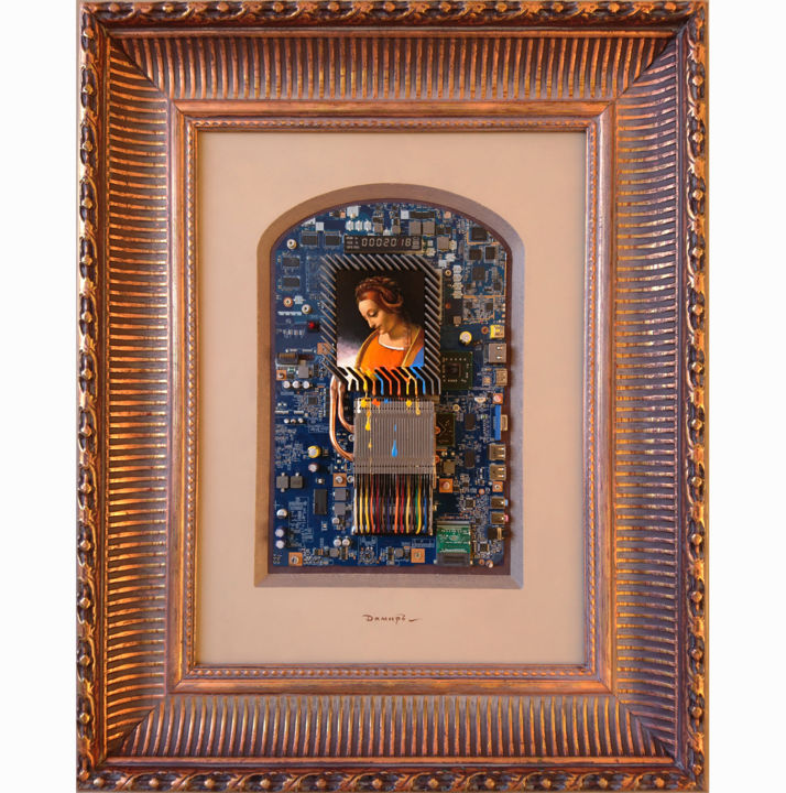 Peinture intitulée "Леонардо XXI век" par Damir Krivenko, Œuvre d'art originale, Huile