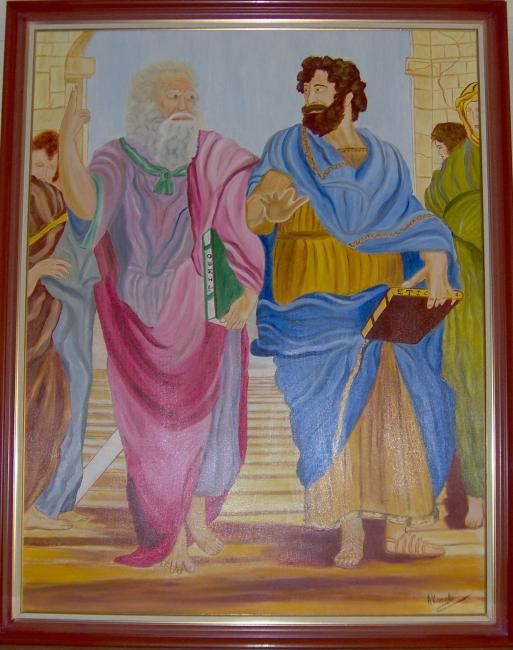 Painting titled "SOCRATE ET PLATON" by Annick Krneta, Original Artwork, Other
