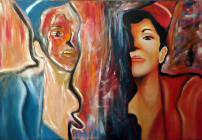 Pintura intitulada "2 sides of  the mir…" por Ana Balegas, Obras de arte originais