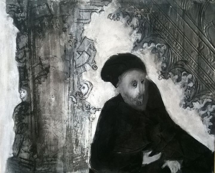 Ζωγραφική με τίτλο "Mélancolie" από Agnan Kroichvili, Αυθεντικά έργα τέχνης, Ακρυλικό Τοποθετήθηκε στο Ξύλινο φορείο σκελετό