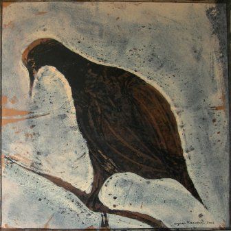 Peinture intitulée "l'oiseau de nuit a" par Agnan Kroichvili, Œuvre d'art originale