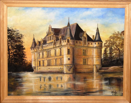 Painting titled "chateau azay le rid…" by Kromka, Original Artwork