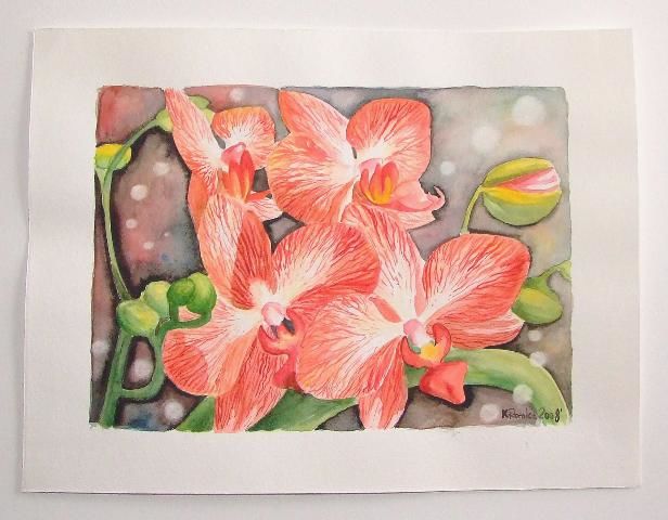绘画 标题为“orchidées 2” 由Kromka, 原创艺术品