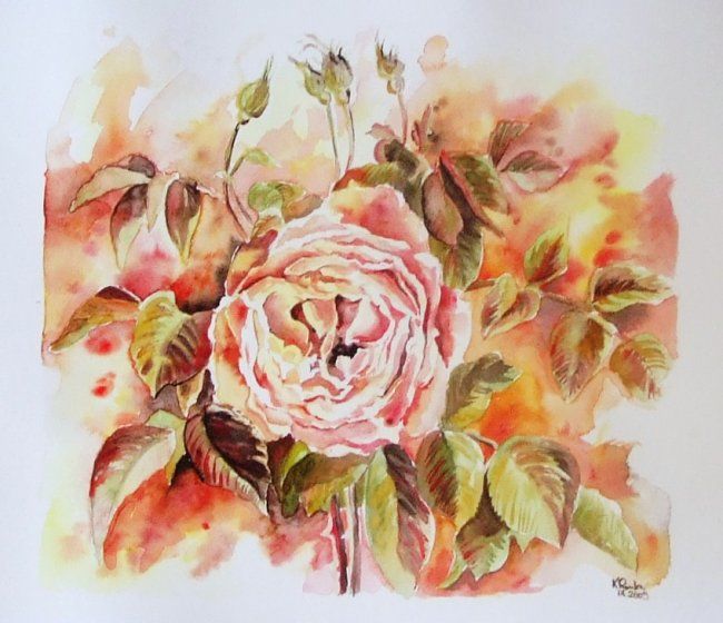 Peinture intitulée "La rose" par Kromka, Œuvre d'art originale