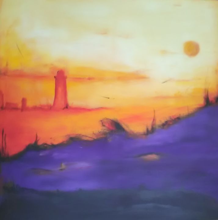 Painting titled "The lighthouse" by Maja Kronblad, Original Art, Acrylic