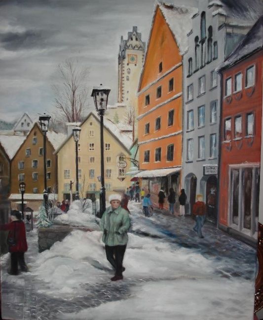 Peinture intitulée "Winter in Füssen, B…" par Mizsei F Krug, Œuvre d'art originale