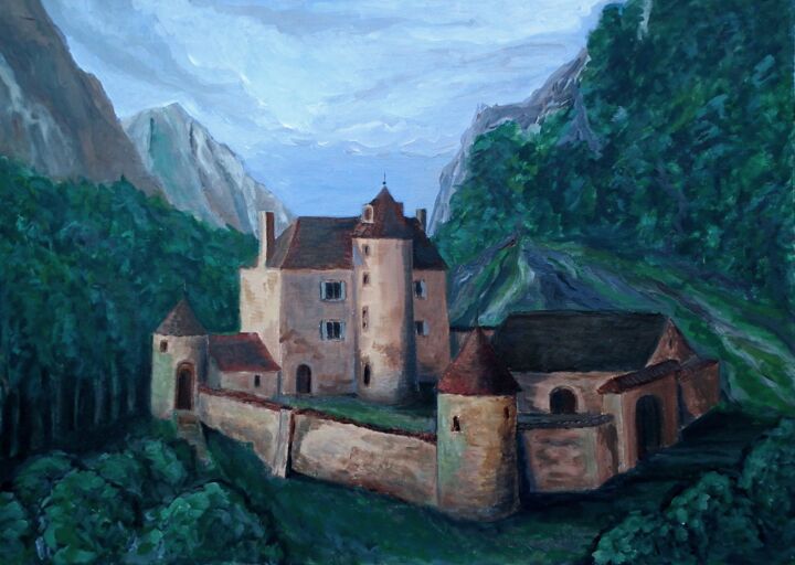 Painting titled "Pyrénées françaises" by Krughoff, Original Artwork, Acrylic