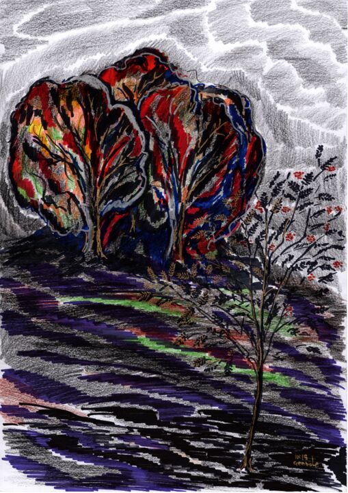 Peinture intitulée "Autumn" par Krughoff, Œuvre d'art originale, Crayon