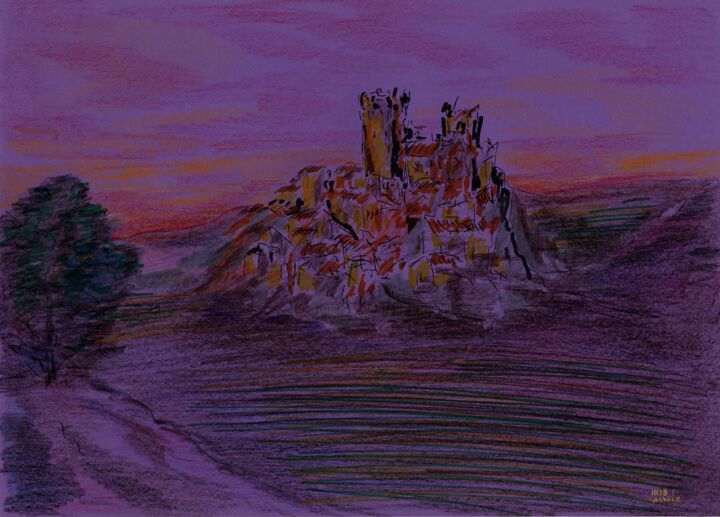 Painting titled "Tramonto a Piceno,…" by Krughoff, Original Artwork, Pencil