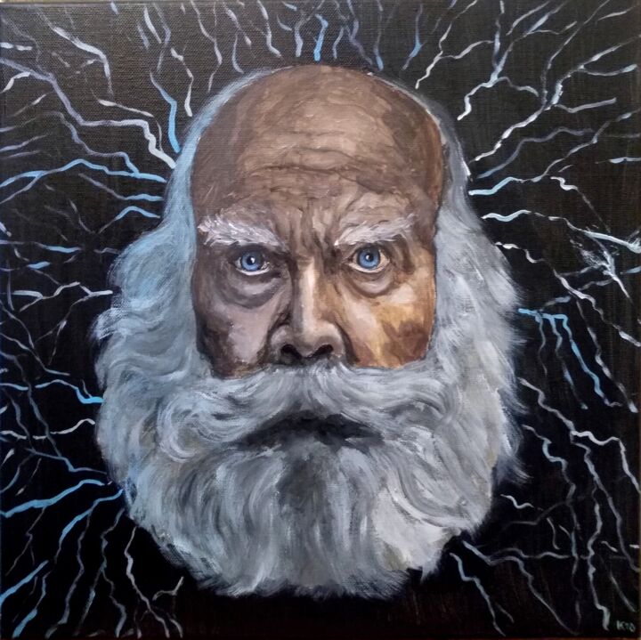 Painting titled "Ζεύς / Zeus" by Krughoff, Original Artwork, Acrylic