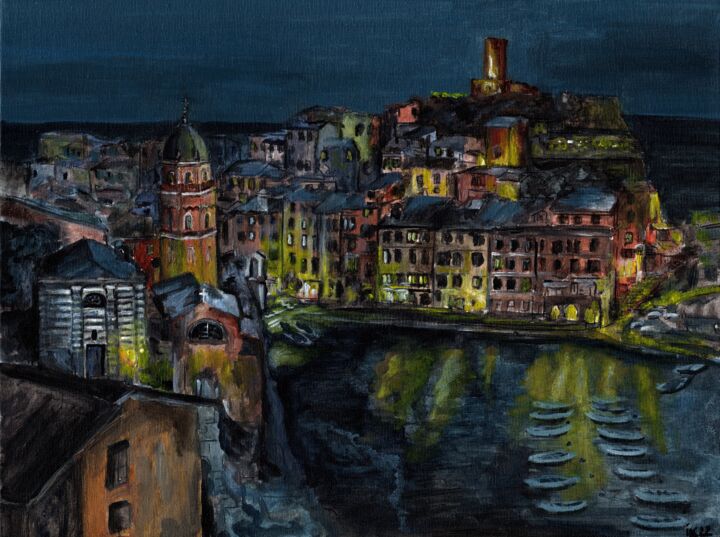 Painting titled "Vernazza ( Cinque T…" by Krughoff, Original Artwork, Acrylic
