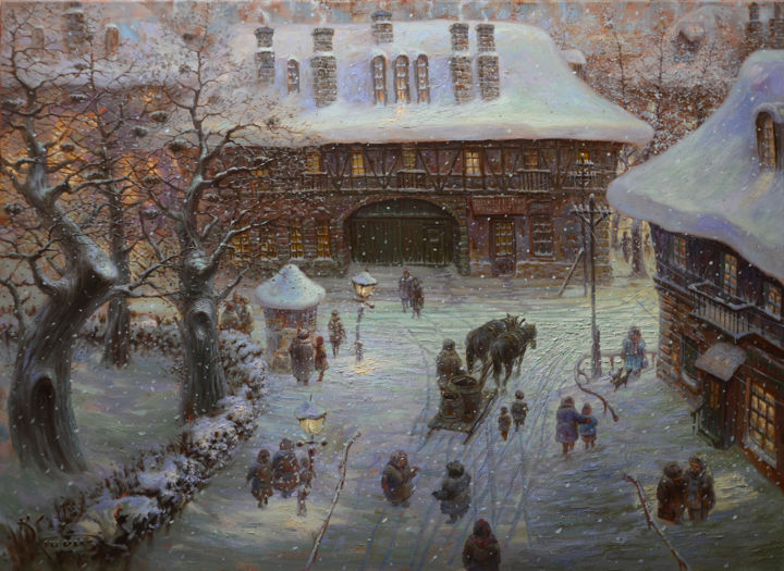 Painting titled "На Святки" by Dmitry Krutous, Original Artwork, Oil