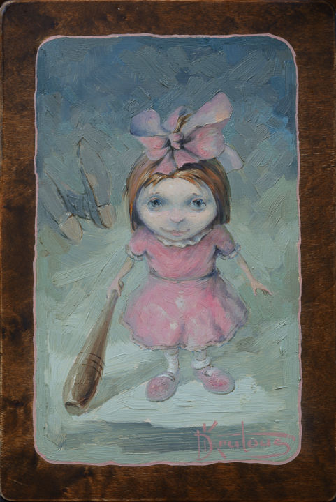 Картина под названием ""Мимими"" - Dmitry Krutous, Подлинное произведение искусства, Масло Установлен на Деревянная панель