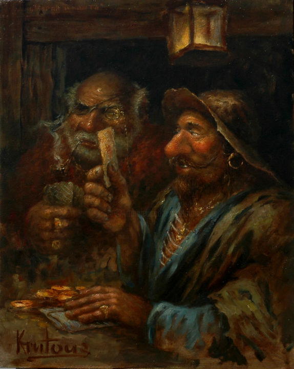 Malerei mit dem Titel ""Игроки"" von Dmitry Krutous, Original-Kunstwerk