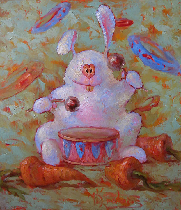 Pintura titulada ""Год Кролика"" por Dmitry Krutous, Obra de arte original, Oleo Montado en Bastidor de camilla de madera