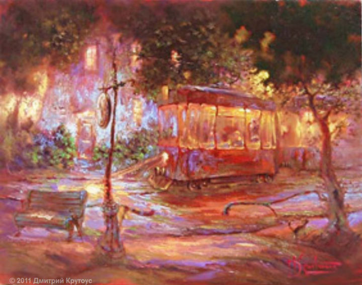 Ζωγραφική με τίτλο ""трамвайчик"" από Dmitry Krutous, Αυθεντικά έργα τέχνης