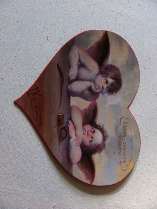 Картина под названием "валентинка "Бьет -…" - Dmitry Krutous, Подлинное произведение искусства, Масло
