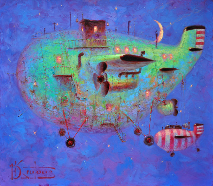 Картина под названием ""ночной полет"" - Dmitry Krutous, Подлинное произведение искусства