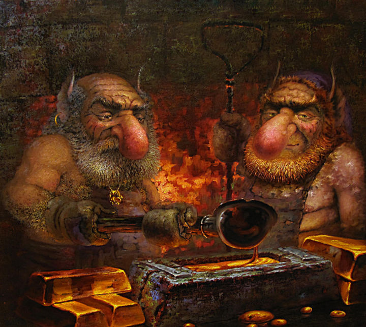 Картина под названием ""Литейщики"" - Dmitry Krutous, Подлинное произведение искусства