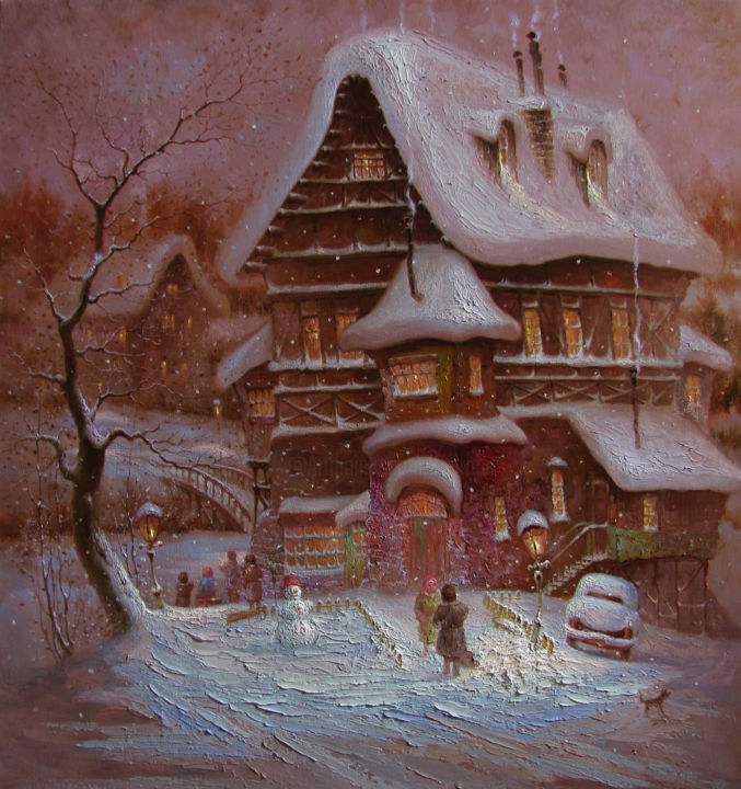 Pittura intitolato ""Дом"" da Dmitry Krutous, Opera d'arte originale