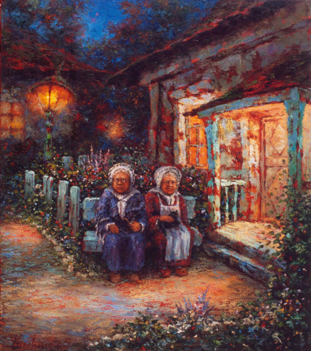 Painting titled ""Бабушки"" by Dmitry Krutous, Original Artwork