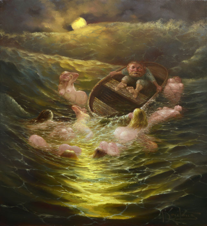 Malerei mit dem Titel ""Морская болезнь"" von Dmitry Krutous, Original-Kunstwerk, Öl