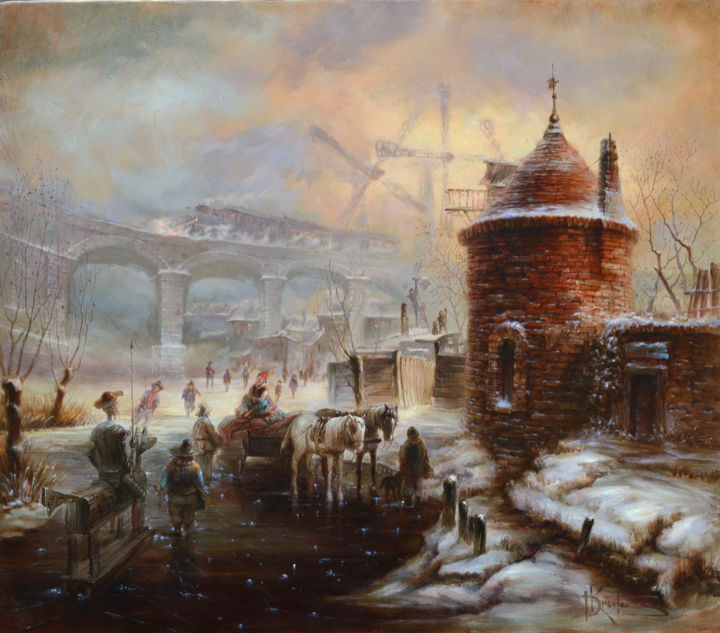 Painting titled ""Явление Дон Кихота…" by Dmitry Krutous, Original Artwork, Oil
