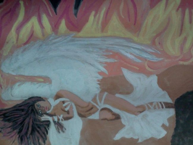 Painting titled "ANGELO CADUTO" by Cristina Demontis, Original Artwork
