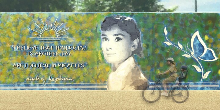 Digital Arts titled "Street Art Audrey H…" by Krystel, Original Artwork, Digital Collage