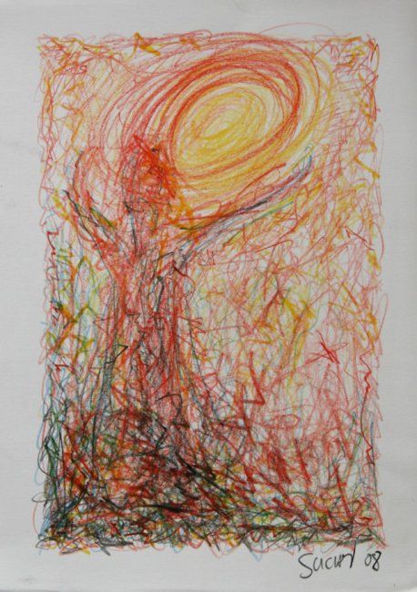 Dessin intitulée "Embrace The Light" par Krystof Suchy, Œuvre d'art originale