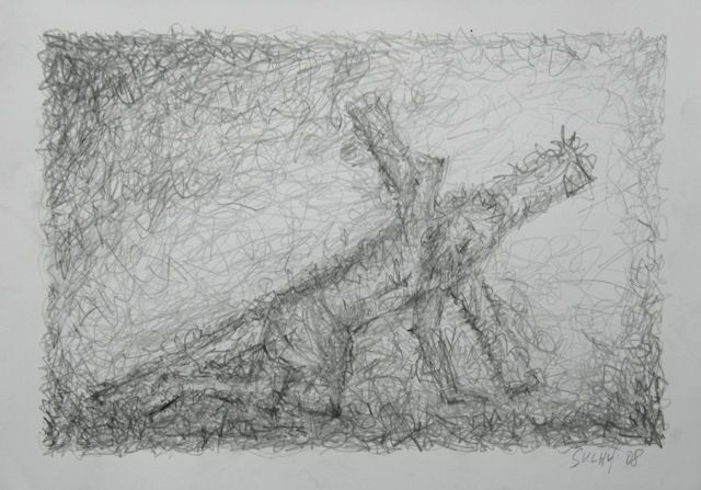 Drawing titled "Jesus Falling Under…" by Krystof Suchy, Original Artwork