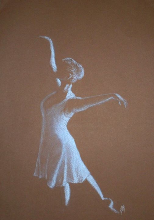 Drawing titled "Danseuse" by Krystyna Le Rudulier, Original Artwork, Pencil