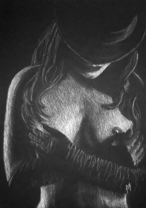 Drawing titled "Pudique" by Krystyna Le Rudulier, Original Artwork, Pencil