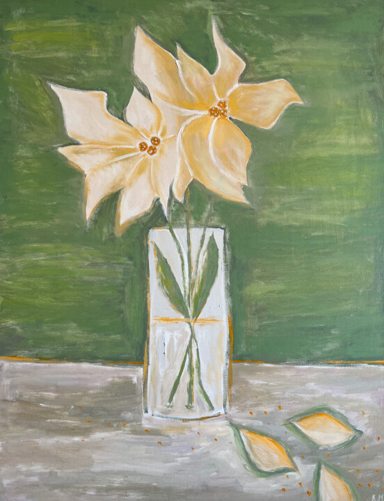 Painting titled "SOME TYPE OF FLOWERS" by Kristina Malashchenko, Original Artwork, Oil Mounted on Wood Panel