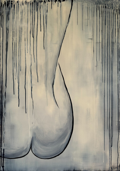 Painting titled "Silhouette" by Kristina Malashchenko, Original Artwork, Acrylic Mounted on Wood Panel