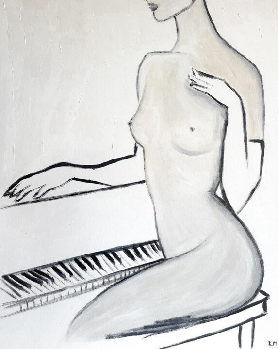 Картина под названием "La pianiste" - Kristina Malashchenko, Подлинное произведение искусства, Акрил