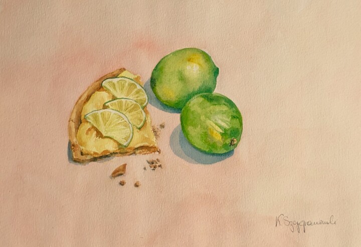 Malarstwo zatytułowany „The lemon tart” autorstwa Krystyna Szczepanowski, Oryginalna praca, Akwarela