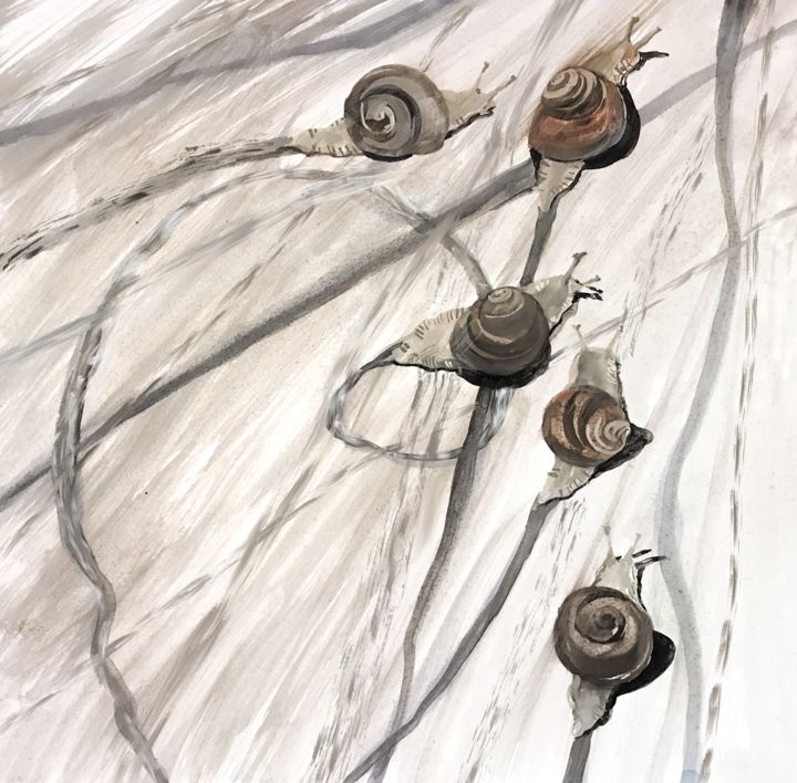 Peinture intitulée "The races" par Vitalya Kriuchkova, Œuvre d'art originale, Gouache Monté sur Châssis en bois