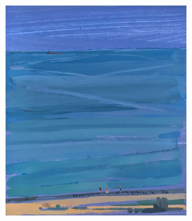Pittura intitolato "Blue" da Vitalya Kriuchkova, Opera d'arte originale, Gouache