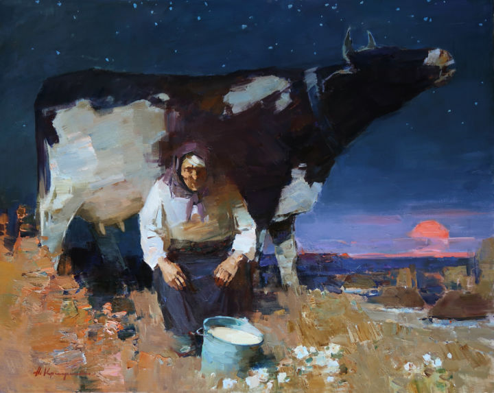 Peinture intitulée "Milky Way" par Aleksander Kryushyn, Œuvre d'art originale, Huile Monté sur Châssis en bois