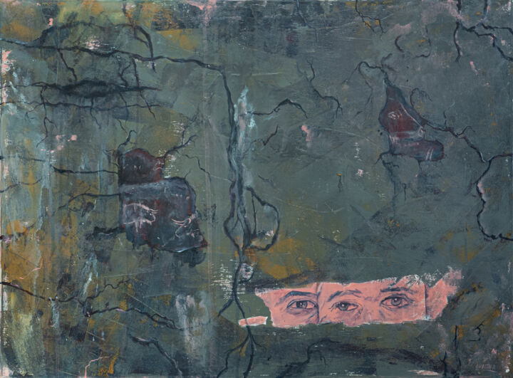 Картина под названием "Untitled (cave art)…" - Krzysztof Grabara, Подлинное произведение искусства, Акрил